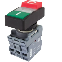 Кнопка двойная MPD13-11С (зеленая/красная-выступающая) (LED) d22мм/220В (I/O) линза прозрачная TDM