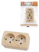 Розетка 2-ая 2П+3 ОУ IP20 16А, сосна "Дача" Народная