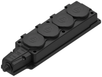 Systeme Electric MultiSet Черная Колодка 4х розетка 2К+З каучуковая 16А/250В IP44