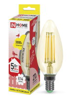 Лампа светодиодная LED-СВЕЧА-deco 5Вт 230В Е14 3000К 450Лм золотистая IN HOME