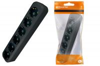 Колодка розеточная 6 гнезд 2П+З 16А 250В черная TDM (ЕС)