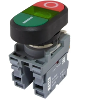 Кнопка двойная MPD2-11G (зеленая/красная) (LED) в сборе d22мм/220В (I/O) линза зеленая TDM