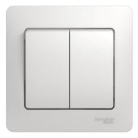 GLOSSA Бел Выключатель 2-клавишный, сх.5, 10АХ, в сборе