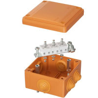 Коробка пластиковая FS с кабельными вводами и клем.,100х100х50мм, 5р, 450V,10A, 6мм.кв IP55 DKC