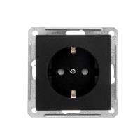 Розетка W59 с заземл. со шторк, 16А, механизм, Черный бархат