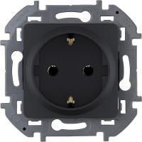 Legrand INSPIRIA Антрацит Розетка 2К+З - немецкий стандарт 16А 250В