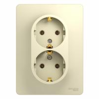 GLOSSA Беж Розетка 2-ая с/з, 16А, в сборе