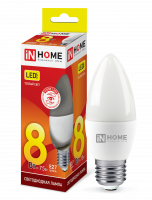 Лампа светодиодная LED-СВЕЧА-VC 8Вт 230В Е27 3000К 600Лм IN HOME
