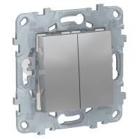 UNICA NEW Алюм Переключатель 2-клав, перекрестный, 2 x сх. 7, 10 AX, 250 В