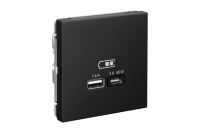 ArtGallery Карбон Розетка USB A + тип-C 45Вт высокоскор.заряд. QC, PD, механизм