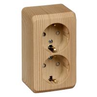 Этюд О/У Сосна Розетка двойная с заземлением со шторками 16А 250B, 