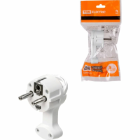 Вилка круглая плоская с кольцом белая 16А 250В TDM