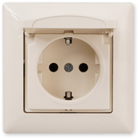 Розетка с крышкой с з/з крем