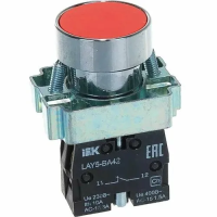 Кнопка LAY5-BA42 без подсветки красн. 1р IEK