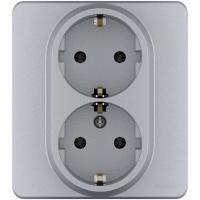 Legrand INSPIRIA Алюминий Розетка 2-ая 2К+З - немецкий стандарт 16А 250В