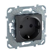 UNICA Графит Розетка с з/к со шторками (винт. зажим)