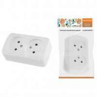 Розетка двойная 2П открытой установки IP20 10А, белая "Дача" Народная TDM