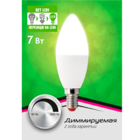 Светодиодная лампа "свеча", диммируемая, 7 Вт, Е14, 4000 К, 40 000 ч  