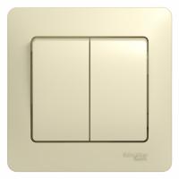 GLOSSA Беж Выключатель 2-клавишный, сх.5, 10АХ, в сборе