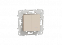 UNICA NEW Беж Выключатель 2-клавишный, 2 модуля, с подсветкой, 2 х сх.1а