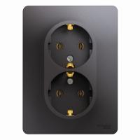 GLOSSA Графит Розетка 2-ая с/з,16А, 250В, в сборе