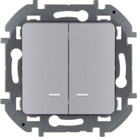 Legrand INSPIRIA Алюминий Выключатель 2-кл. с подсв./индик.10AX 250В