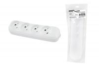 Колодка розеточная 4 гнезда 2П б/з 10А 250В белая серии "Народная"