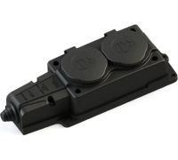 Systeme Electric MultiSet Черная Колодка 2х розетка 2К+З каучуковая 16А/250В IP44