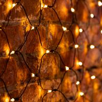 Гирлянда "Сеть" 1х1,5м, черный ПВХ, 160 LED Тёплый белый NEON-NIGHT