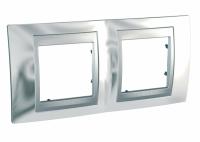 UNICA TOP Алюминий/хром глянец Рамка 2-постовая, горизонтальная
