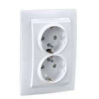 UNICA Бел Розетка двойная с з/к со шторками