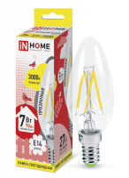 Лампа светодиодная LED-СВЕЧА-deco 7Вт 230В Е14 3000К 630Лм прозрачная IN HOME
