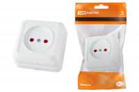 Розетка 2П открытой установки с з/ш IP20 10А, белый "Ладога"TDM