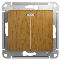 GLOSSA Дерево дуб Выключатель 2-клавишный с подсветкой,сх.5а,10АХ,механизм
