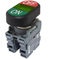 Кнопка двойная MPD3-11G (зеленая/красная) (LED) в сборе d22мм/220В (ON/OFF) линза зеленая TDM