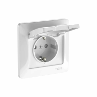 GLOSSA Бел Розетка с/з со шторками с крышкой, 16А, IP20, в сборе