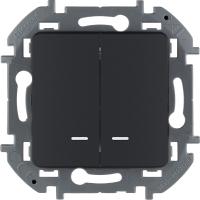 Legrand INSPIRIA Антрацит Выключатель 2-кл. с подсв./индик.10AX 250В