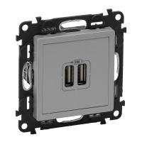 Legrand Valena LIFE DIY Алюм Розетка 2-ая USB 240В/5В 1500мА