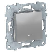 UNICA NEW Алюм Выключатель 1-клавишный, с подсветкой, сх. 1а