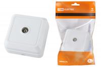 Розетка TВ простая открытой установки, IP20 белая "Ладога" TDM