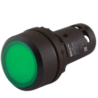 Кнопка SB7-CWL3365 с фиксацией, 1НО+1НЗ, d22 мм, 220 В LED, зеленая, IP54 TDM