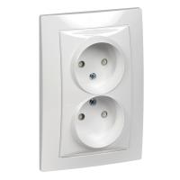 UNICA Бел Розетка двойная, со шторками, без заземления