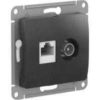 GLOSSA Антрацит Розетка 2-ая ТВ + компьютерная RJ45, кат. 5Е