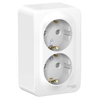 BLANCA Белый О/У Розетка 2-ая с/з, со шторками, 16А, 250В