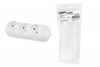 Колодка розеточная 3 гнезда 2П б/з 10А 250В белая серии "Народная"