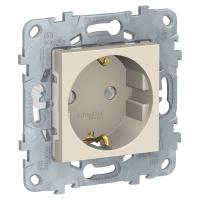 UNICA NEW Беж Розетка с/з без шторок, винт. зажим, 16А, 250В