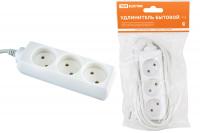 Удлинитель бытовой  У3  3 гнезда, 3 метра, без заземления, ПВС 2х0,75 мм2  10А/250В TDM