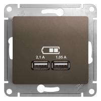 GLOSSA Шоколад Розетка USB 5В/2100мА, 2х5В/1050мА