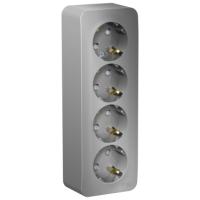 BLANCA Алюминий О/У Розетка 4-ая с/з со шторками ИЗОЛ.ПЛ.,16А, 250В, 