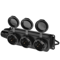 Розетка трехместная с заглушками каучук 2Р+РЕ 16А 250В IP44 TDM